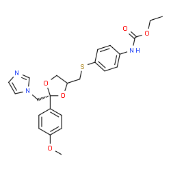 ChemSpider 2D Image | Ethyl [4-({[(2R)-2-(1H-imidazol-1-ylmethyl)-2-(4-methoxyphenyl)-1,3-dioxolan-4-yl]methyl}sulfanyl)phenyl]carbamate | C24H27N3O5S