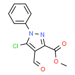 ChemSpider 2D Image | Methyl 5-chloro-4-formyl-1-phenyl-1H-pyrazole-3-carboxylate | C12H9ClN2O3