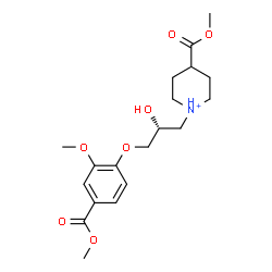 ChemSpider 2D Image | 1-{(2R)-2-Hydroxy-3-[2-methoxy-4-(methoxycarbonyl)phenoxy]propyl}-4-(methoxycarbonyl)piperidinium | C19H28NO7