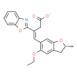 ChemSpider 2D Image | (3E)-3-(1,3-Benzoxazol-2-yl)-4-[(2R)-5-ethoxy-2-methyl-2,3-dihydro-1-benzofuran-6-yl]-3-butenoate | C22H20NO5