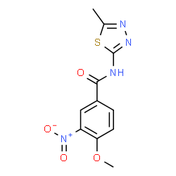 ChemSpider 2D Image | 4-Methoxy-N-(5-methyl-1,3,4-thiadiazol-2-yl)-3-nitrobenzamide | C11H10N4O4S
