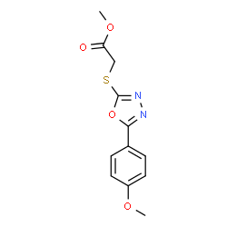 ChemSpider 2D Image | Methyl {[5-(4-methoxyphenyl)-1,3,4-oxadiazol-2-yl]sulfanyl}acetate | C12H12N2O4S