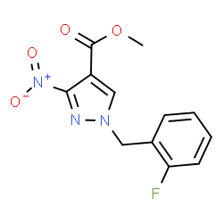 ChemSpider 2D Image | Methyl 1-(2-fluorobenzyl)-3-nitro-1H-pyrazole-4-carboxylate | C12H10FN3O4