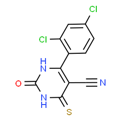 ChemSpider 2D Image | 6-(2,4-Dichlorophenyl)-2-oxo-4-thioxo-1,2,3,4-tetrahydro-5-pyrimidinecarbonitrile | C11H5Cl2N3OS