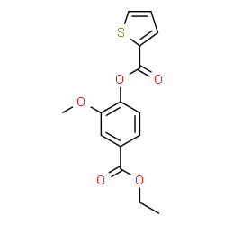 ChemSpider 2D Image | 4-(Ethoxycarbonyl)-2-methoxyphenyl 2-thiophenecarboxylate | C15H14O5S