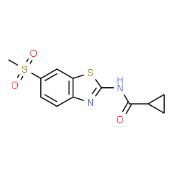 ChemSpider 2D Image | N-[6-(Methylsulfonyl)-1,3-benzothiazol-2-yl]cyclopropanecarboxamide | C12H12N2O3S2