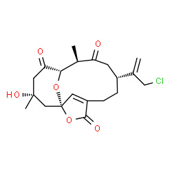 ChemSpider 2D Image | (1S,7R,10R,11S,14R)-7-(3-Chloro-1-propen-2-yl)-14-hydroxy-10,14-dimethyl-2,16-dioxatricyclo[9.4.1.1~1,4~]heptadec-4(17)-ene-3,9,12-trione | C20H25ClO6