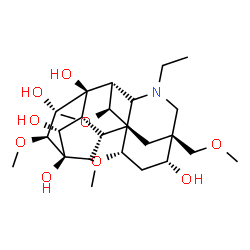 ChemSpider 2D Image | (1alpha,3alpha,6beta,14alpha,15alpha,16beta)-20-Ethyl-1,6,16-trimethoxy-4-(methoxymethyl)aconitane-3,8,13,14,15-pentol | C25H41NO9