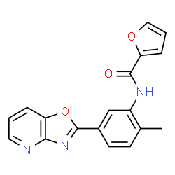 ChemSpider 2D Image | N-[2-Methyl-5-([1,3]oxazolo[4,5-b]pyridin-2-yl)phenyl]-2-furamide | C18H13N3O3