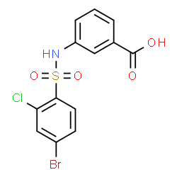 ChemSpider 2D Image | 3-{[(4-Bromo-2-chlorophenyl)sulfonyl]amino}benzoic acid | C13H9BrClNO4S