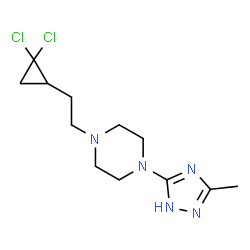ChemSpider 2D Image | 1-[2-(2,2-Dichlorocyclopropyl)ethyl]-4-(3-methyl-1H-1,2,4-triazol-5-yl)piperazine | C12H19Cl2N5