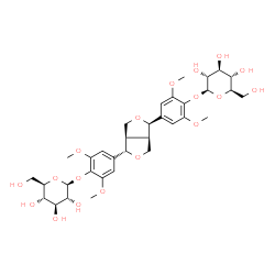 ChemSpider 2D Image | 4-{(1R,3aR,4S,6aR)-4-[4-(beta-D-Glucopyranosyloxy)-3,5-dimethoxyphenyl]tetrahydro-1H,3H-furo[3,4-c]furan-1-yl}-2,6-dimethoxyphenyl beta-D-glucopyranoside | C34H46O18