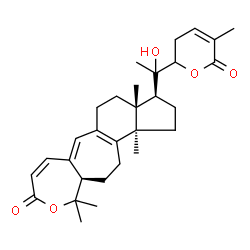 ChemSpider 2D Image | (3S,3aR,11aR,13bR)-3-[(1S)-1-Hydroxy-1-(5-methyl-6-oxo-3,6-dihydro-2H-pyran-2-yl)ethyl]-3a,11,11,13b-tetramethyl-2,3,3a,4,5,11,11a,12,13,13b-decahydroindeno[5',4':4,5]cyclohepta[1,2-c]oxepin-9(1H)-one | C30H40O5