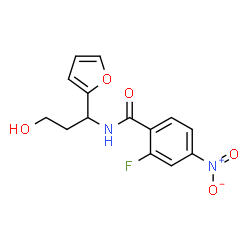 ChemSpider 2D Image | 2-Fluoro-N-[1-(2-furyl)-3-hydroxypropyl]-4-nitrobenzamide | C14H13FN2O5