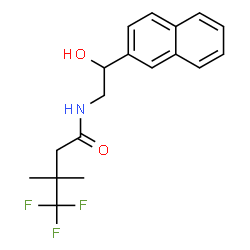 ChemSpider 2D Image | 4,4,4-Trifluoro-N-[2-hydroxy-2-(2-naphthyl)ethyl]-3,3-dimethylbutanamide | C18H20F3NO2
