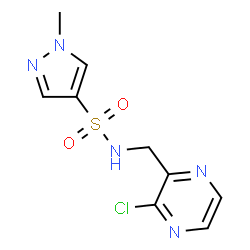 ChemSpider 2D Image | N-[(3-Chloro-2-pyrazinyl)methyl]-1-methyl-1H-pyrazole-4-sulfonamide | C9H10ClN5O2S