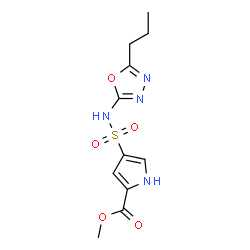 ChemSpider 2D Image | Methyl 4-[(5-propyl-1,3,4-oxadiazol-2-yl)sulfamoyl]-1H-pyrrole-2-carboxylate | C11H14N4O5S