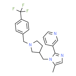 ChemSpider 2D Image | 3-[5-Methyl-1-({1-[4-(trifluoromethyl)benzyl]-3-pyrrolidinyl}methyl)-1H-imidazol-2-yl]pyridine | C22H23F3N4