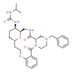ChemSpider 2D Image | 1-[(1R,5S,21S,24R)-7-Benzyl-4,11-dioxo-18,25-dioxa-3,7,10-triazatetracyclo[19.3.1.0~5,10~.0~12,17~]pentacosa-12,14,16-trien-24-yl]-3-isopropylurea | C31H41N5O5