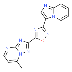 ChemSpider 2D Image | 2-[3-(Imidazo[1,2-a]pyridin-3-yl)-1,2,4-oxadiazol-5-yl]-7-methyl[1,2,4]triazolo[1,5-a]pyrimidine | C15H10N8O