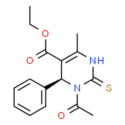ChemSpider 2D Image | Ethyl (4S)-3-acetyl-6-methyl-4-phenyl-2-thioxo-1,2,3,4-tetrahydro-5-pyrimidinecarboxylate | C16H18N2O3S