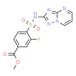 ChemSpider 2D Image | Methyl 3-fluoro-4-([1,2,4]triazolo[1,5-a]pyrimidin-2-ylsulfamoyl)benzoate | C13H10FN5O4S