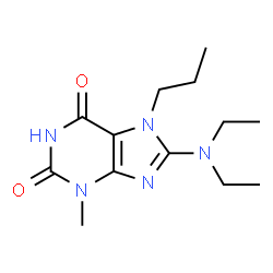 ChemSpider 2D Image | 8-(Diethylamino)-3-methyl-7-propyl-3,7-dihydro-1H-purine-2,6-dione | C13H21N5O2