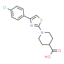 ChemSpider 2D Image | 1-(4-(4-chlorophenyl)thiazol-2-yl)piperidine-4-carboxylic acid | C15H15ClN2O2S