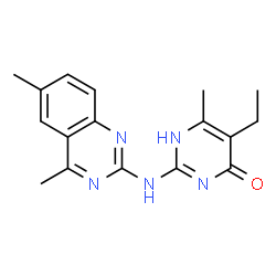 ChemSpider 2D Image | 2-[(4,6-Dimethyl-2-quinazolinyl)amino]-5-ethyl-6-methyl-4(1H)-pyrimidinone | C17H19N5O