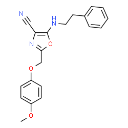 ChemSpider 2D Image | 2-(4-Methoxy-phenoxymethyl)-5-phenethylamino-oxazole-4-carbonitrile | C20H19N3O3