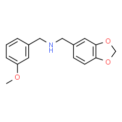 ChemSpider 2D Image | Benzo[1,3]dioxol-5-ylmethyl-(3-methoxy-benzyl)-amine | C16H17NO3