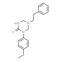 ChemSpider 2D Image | 1-(4-Ethylphenyl)-5-(2-phenylethyl)-1,3,5-triazinane-2-thione | C19H23N3S