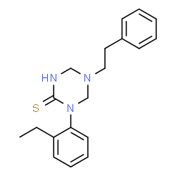 ChemSpider 2D Image | 1-(2-Ethylphenyl)-5-(2-phenylethyl)-1,3,5-triazinane-2-thione | C19H23N3S