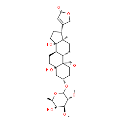 ChemSpider 2D Image | (3beta,5beta)-3-[(6-Deoxy-2,3-di-O-methyl-D-glucopyranosyl)oxy]-5,14-dihydroxy-19-oxocard-20(22)-enolide | C31H46O10