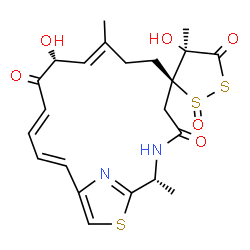 ChemSpider 2D Image | (2'R,3R,4R,9'E,11'R,13'E,15'E)-4,11'-Dihydroxy-2',4,9'-trimethyl-4'H,5H,12'H-spiro[1,2-dithiolane-3,6'-[19]thia[3,20]diazabicyclo[15.2.1]icosa[1(20),9,13,15,17]pentaene]-4',5,12'-trione 2-oxide | C22H26N2O6S3