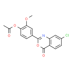ChemSpider 2D Image | 4-(7-Chloro-4-oxo-4H-3,1-benzoxazin-2-yl)-2-methoxyphenyl acetate | C17H12ClNO5