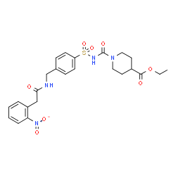 ChemSpider 2D Image | Ethyl 1-({[4-({[(2-nitrophenyl)acetyl]amino}methyl)phenyl]sulfonyl}carbamoyl)-4-piperidinecarboxylate | C24H28N4O8S