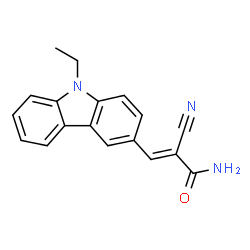 ChemSpider 2D Image | (2E)-2-Cyano-3-(9-ethyl-9H-carbazol-3-yl)acrylamide | C18H15N3O