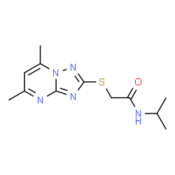 ChemSpider 2D Image | 2-[(5,7-Dimethyl[1,2,4]triazolo[1,5-a]pyrimidin-2-yl)sulfanyl]-N-isopropylacetamide | C12H17N5OS