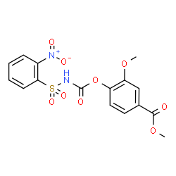 ChemSpider 2D Image | Methyl 3-methoxy-4-({[(2-nitrophenyl)sulfonyl]carbamoyl}oxy)benzoate | C16H14N2O9S
