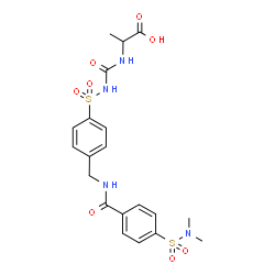 ChemSpider 2D Image | N-({[4-({[4-(Dimethylsulfamoyl)benzoyl]amino}methyl)phenyl]sulfonyl}carbamoyl)alanine | C20H24N4O8S2