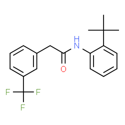 ChemSpider 2D Image | N-[2-(2-Methyl-2-propanyl)phenyl]-2-[3-(trifluoromethyl)phenyl]acetamide | C19H20F3NO