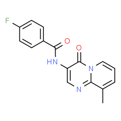 ChemSpider 2D Image | 4-Fluoro-N-(9-methyl-4-oxo-4H-pyrido[1,2-a]pyrimidin-3-yl)benzamide | C16H12FN3O2