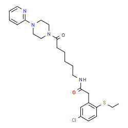 ChemSpider 2D Image | 2-[5-Chloro-2-(ethylsulfanyl)phenyl]-N-{6-oxo-6-[4-(2-pyridinyl)-1-piperazinyl]hexyl}acetamide | C25H33ClN4O2S
