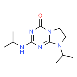 ChemSpider 2D Image | 8-Isopropyl-2-(isopropylamino)-7,8-dihydroimidazo[1,2-a][1,3,5]triazin-4(6H)-one | C11H19N5O