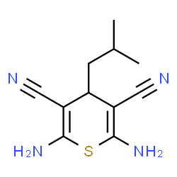 ChemSpider 2D Image | 2,6-Diamino-4-isobutyl-4H-thiopyran-3,5-dicarbonitrile | C11H14N4S