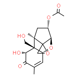ChemSpider 2D Image | (3beta,7beta)-7,15-Dihydroxy-8-oxo-12,13-epoxytrichothec-9-en-3-yl acetate | C17H22O7