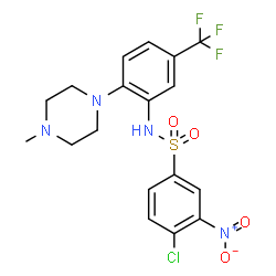 ChemSpider 2D Image | 4-Chloro-N-[2-(4-methyl-1-piperazinyl)-5-(trifluoromethyl)phenyl]-3-nitrobenzenesulfonamide | C18H18ClF3N4O4S