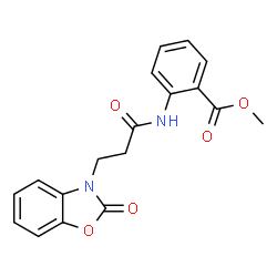 ChemSpider 2D Image | Methyl 2-{[3-(2-oxo-1,3-benzoxazol-3(2H)-yl)propanoyl]amino}benzoate | C18H16N2O5