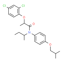 ChemSpider 2D Image | N-sec-Butyl-2-(2,4-dichlorophenoxy)-N-(4-isobutoxyphenyl)propanamide | C23H29Cl2NO3
